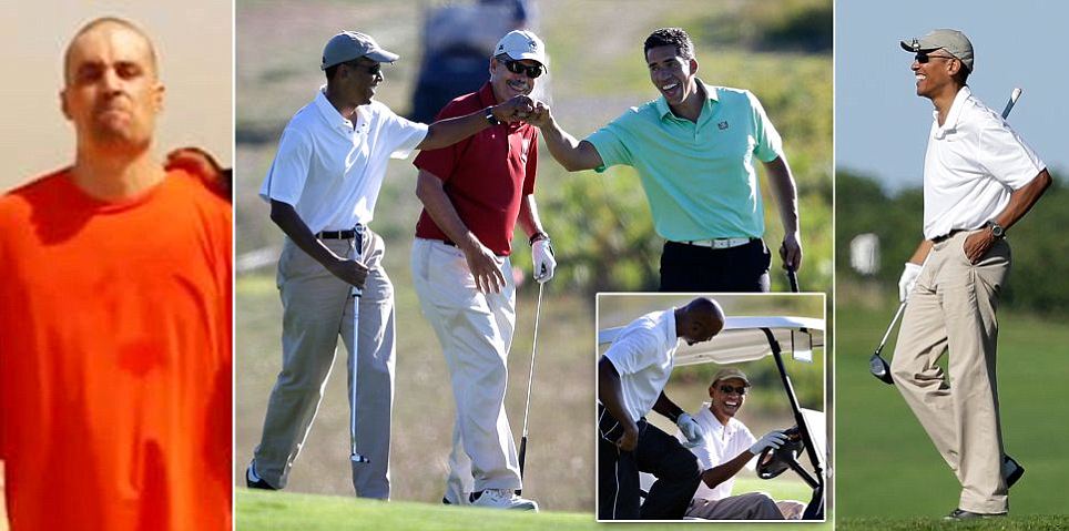 Obama fist-bumps Golf course