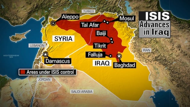 ISIS Control in Iraq and Syria 6/16/2014
