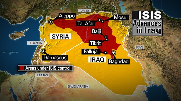 ISIS Control in Iraq and Syria 6/16/2014