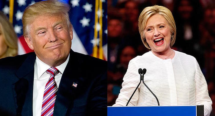 Presumptive nominees Donald J. Trump, left, and Hillary R. Clinton in New York AP