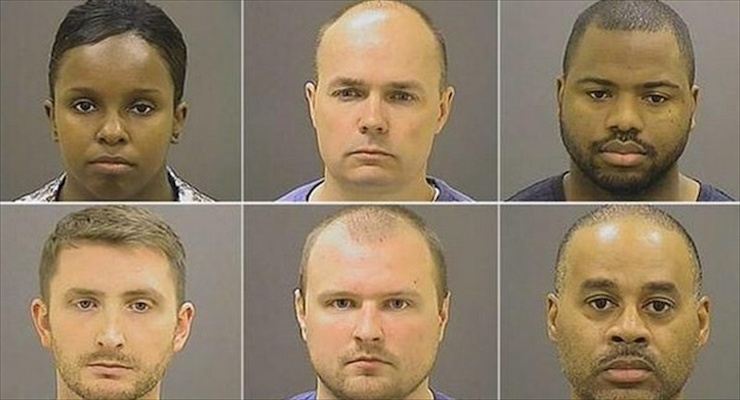 All six Baltimore police officers charged in the Freddie Gray case.