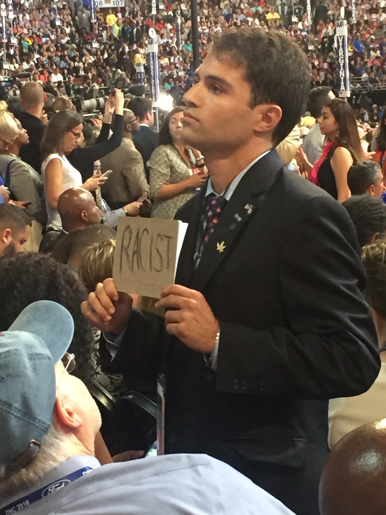 Delegate at the Democratic National Convention turned their backs as Michael Bloomberg spoke to the crowd. Photo: Shannon Bream