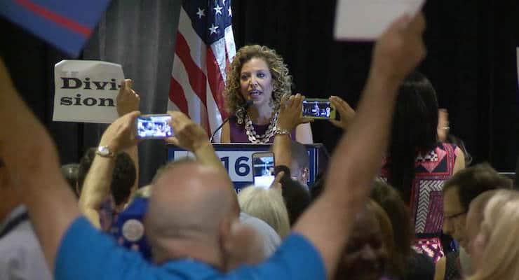 DNC chair Debbie Wasserman Schultz gets booed at the delegate breakfast by her own state's party members. (Photo: AP)