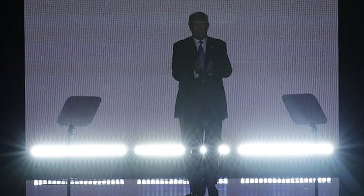 Donald Trump arrived on stage last night in Cleveland to Queen's 1977 classic track We Are the Champions. (Photo: AP)
