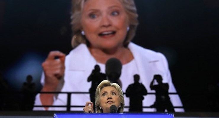 Hillary Clinton addresses the 2016 Democratic National Convention in Philadelphia.