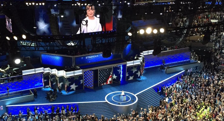 Hillary Clinton addresses the 2016 Democratic National Convention in Philadelphia.