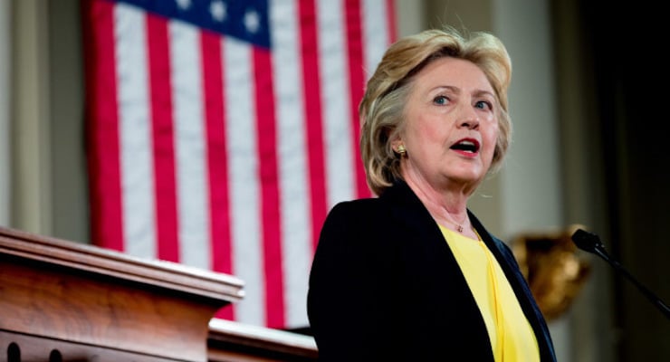 Democratic presidential candidate Hillary Clinton Speaks at the Old State House in Springfield, Ill., Wednesday, July 13, 2016. (AP Photo/Andrew Harnik)