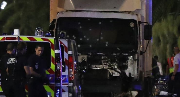 A truck plowed through a large crowd of people in Nice during celebrations on Bastille Day in what is a suspected terrorist attack which reportedly claimed the lives of at least 73 people (Photo: AFP)