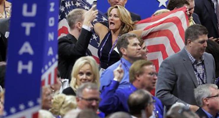 The last of the Never Trump delegates tried to derail the rules vote on the Republican National Convention, but were easily defeated. (Photo: AP)