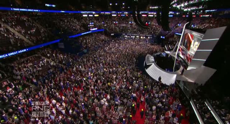 Donald Trump, the presumptive GOP nominee, showed off his showmanship on Monday before introducing his wife Melania at the Republican National Convention.