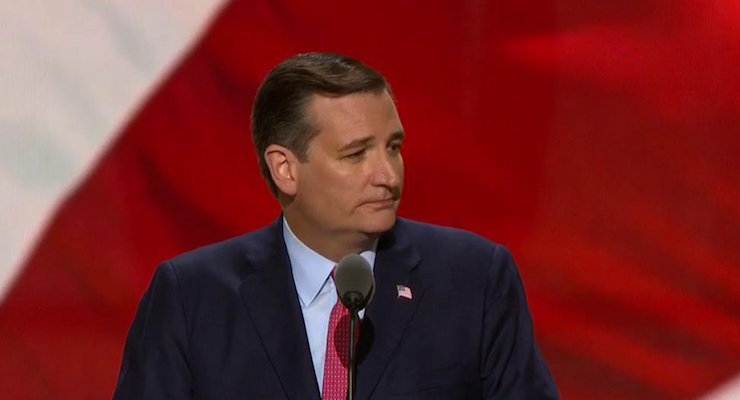 Texas Sen. Ted Cruz speaks to the Republican National Convention before being booed off the stage at the Quicken Loans Arena in Cleveland, Ohio.