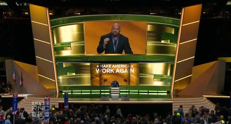 Ultimate Fighting Championship (UFC) Dana White speaks at the Republican National Convention at the Quicken Loans Arena in Cleveland, Ohio.