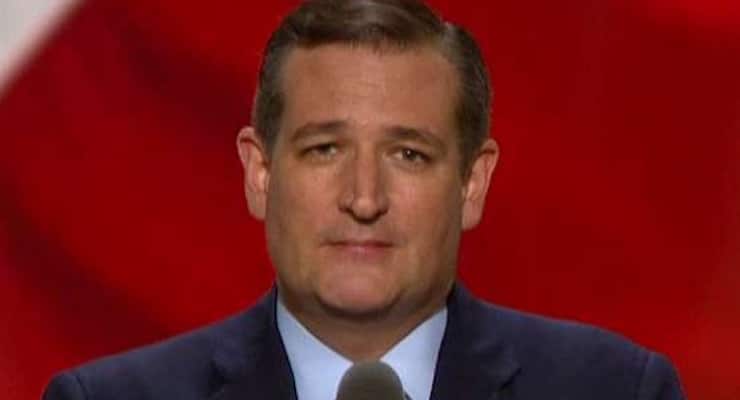 Sen. Ted Cruz speaks to the Republican National Convention at the Quicken Loans Arena in Cleveland, Ohio.