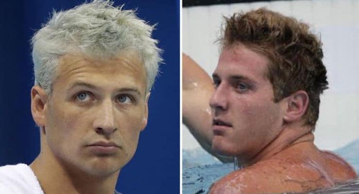 American Loympic swimmers Ryan Lochte, left, and Jimmy Feigan, right.