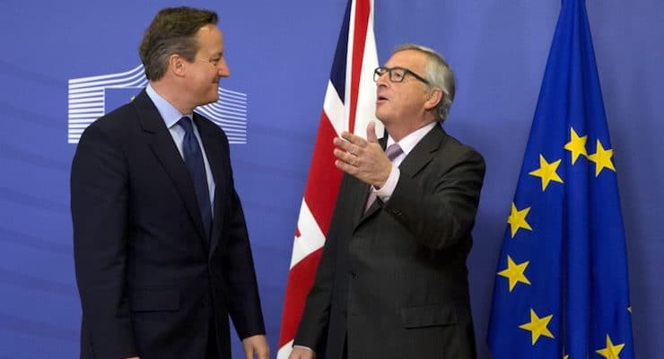 David Cameron with European Commission President Jean-Claude Juncker at EU headquarters in Brussels (PHOTO: AP)