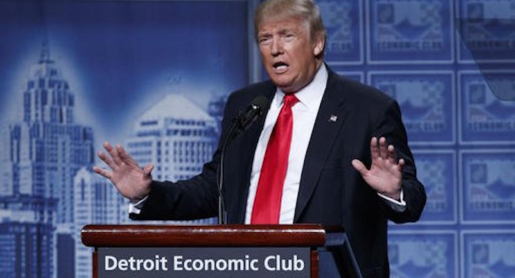 Republican presidential candidate Donald Trump speaks to the Detroit Economic Club on Monday August 8, 2016. (Photo: AP)