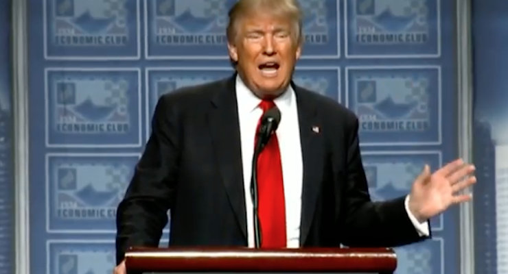 Republican presidential candidate Donald Trump speaks to the Detroit Economic Club on Monday August 8, 2016. (Photo: People's Pundit Daily)