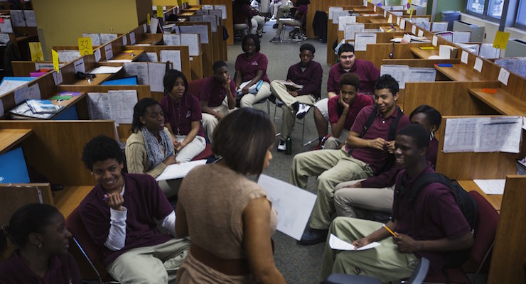 Newark Prep Charter School students listen to academic coach, Robbie Garland. (Photo: Reuters)