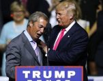 Donald Trump greets Nigel Farage during a campaign rally in Mississippi. (Photo: Getty)