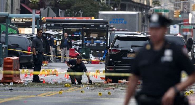 A New York Police Department (NYPD) squad responds to a terror attack in the Chelsea area in Manhattan.