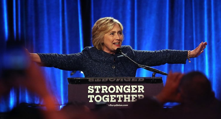 Democratic presidential candidate Hillary Clinton speaks at an LGBT fundraiser in New York City. (Photo: AP)