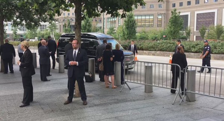 Democratic presidential candidate Hillary Clinton collapses at the 15th anniversary memorial service for the September 11 terror attacks.