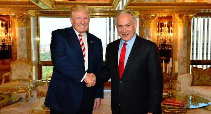 Donald Trump, left, meets at Trump Tower with Israeli Prime Minister Benjamin Netanyahu on September 25, 2016.