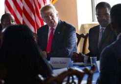 Republican presidential candidate Donald Trump holds a roundtable with African American leaders in a predominantly black neighborhood in North Philadelphia on September 2, 2016. (Evan Vucci / Associated Press)