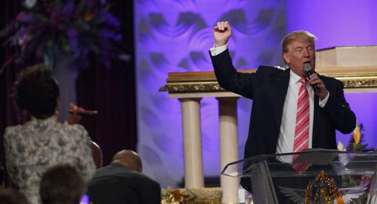 Republican presidential candidate Donald Trump speaks during a service at Great Faith Ministries International in Detroit, Sept. 3, 2016. (Photo: AP/Associated Press)