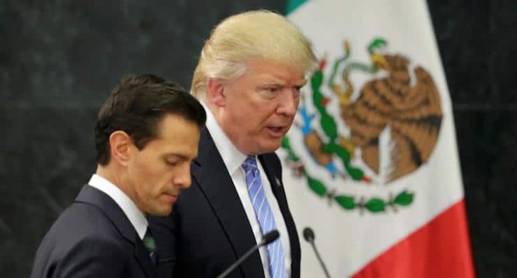 U.S. Republican presidential nominee Donald Trump and Mexico's President Enrique Pena Nieto arrive for a press conference at the Los Pinos residence in Mexico City, Mexico, August 31, 2016. REUTERS/Henry Romero