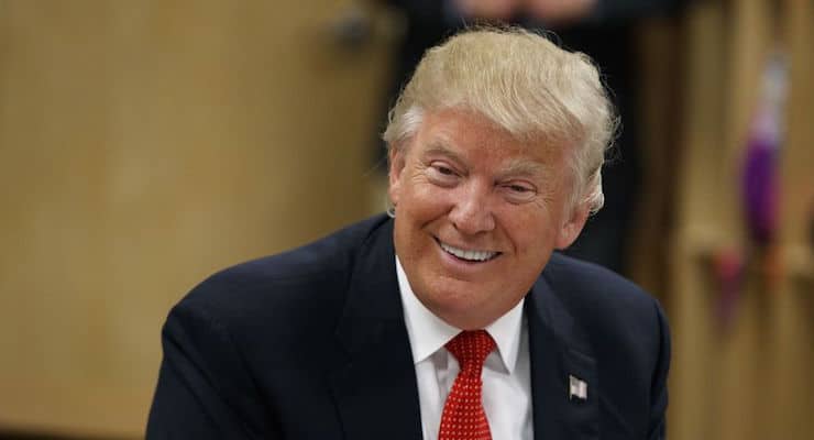 Republican presidential candidate Donald Trump smiles as he meets with students and educators before speaking about school choice, Thursday, Sept. 8, 2016, at Cleveland Arts and Social Sciences Academy in Cleveland. (Photo: AP/Evan Vucci)