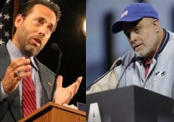 Joe Miller, the 2010 Republican nominee for U.S. Senate, now the Libertarian Party candidate, left, and Mark Levin, right, conservative talk radio host.