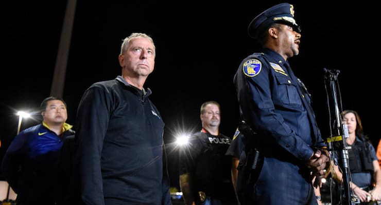 Mayor Dave Kleis of St. Cloud, Minn., left, and the city’s police chief, William Blair Anderson, held a news conference early Sunday. (Photo: AP/Associated Press)