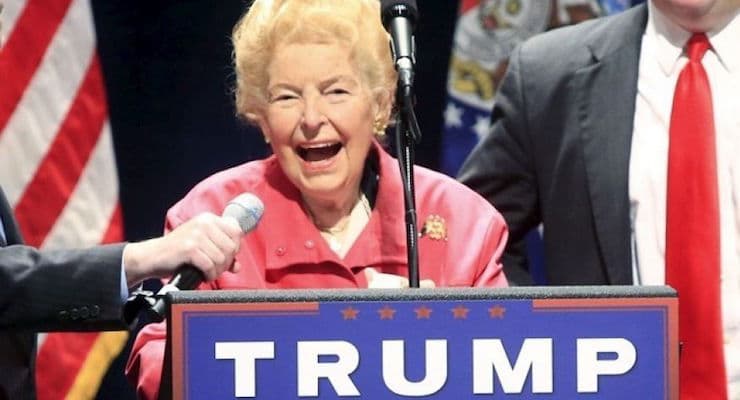 FILE: March 11, 2016: Conservative activist Phyllis Schlafly introduces Republican presidential candidate Donald Trump. (Photo: AP/Associated Press)