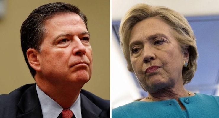 FBI Director James Comey, left, testifies in front of the House Oversight and Government Reform Committee, while Democratic presidential candidate Hillary Clinton, right, talks to reporters on the campaign trail in Florida. (Photos: AP)