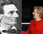 Democratic presidential candidate Hillary Clinton, left, and Abraham Lincoln, left, the 16th president of the United States.