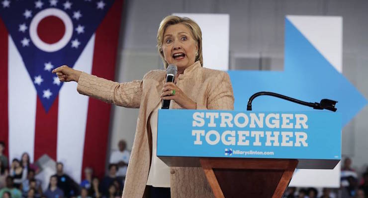 Democratic presidential candidate Hillary Clinton speaks at a campaign event in Cleveland. PHOTO: CAROLYN KASTER/ASSOCIATED PRESS