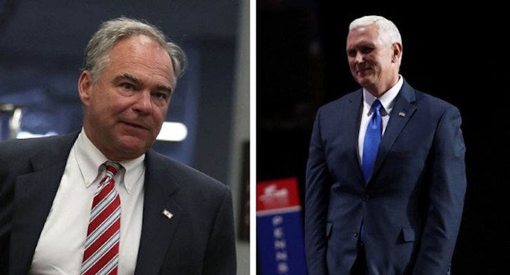 Virginia senator and Democratic presidential candidate Tim Kaine, left, and Indiana governor, Republican vice presidential candidate Mike Pence, right. (Photos: AP)