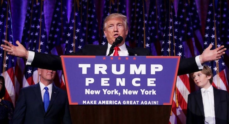 NOVEMBER 8, 2016: Then-President-Elect Donald J. Trump speaks to supporters on Election Night in New York York City. (Photo: Associated Press)