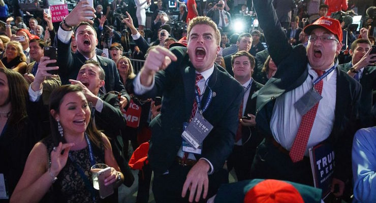 Supporters of Donald Trump cheer as they watch election returns, Nov. 8, 2016, in New York. (Photo: AP/Associated Press)