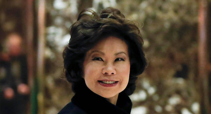 In this Nov. 21, 2016 photo, former Labor Secretary Elaine Chao arrives at Trump Tower in New York, to meet with President-elect Donald Trump. President-elect Trump has picked Elaine Chao as Transportation secretary. (Photo: AP)