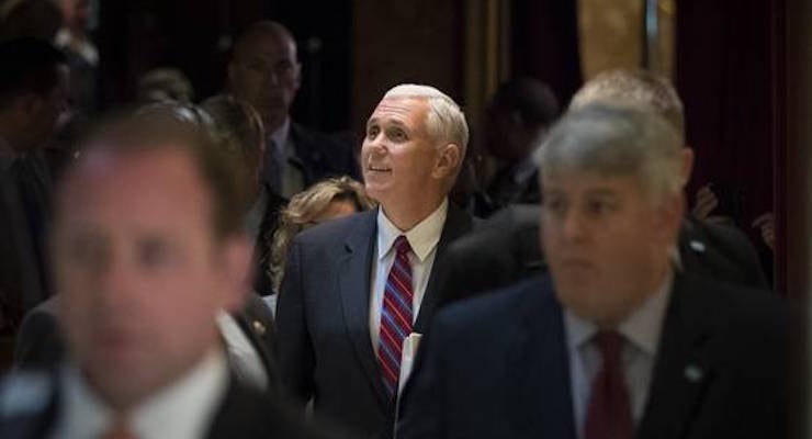 Vice President-elect Mike Pence meets with lawmakers as he heads up the transition team.