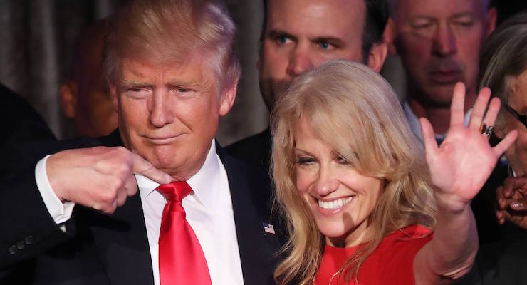 Donald J. Trump, left, with campaign manager Kellyanne Conway, right. (Photo: Reuters)