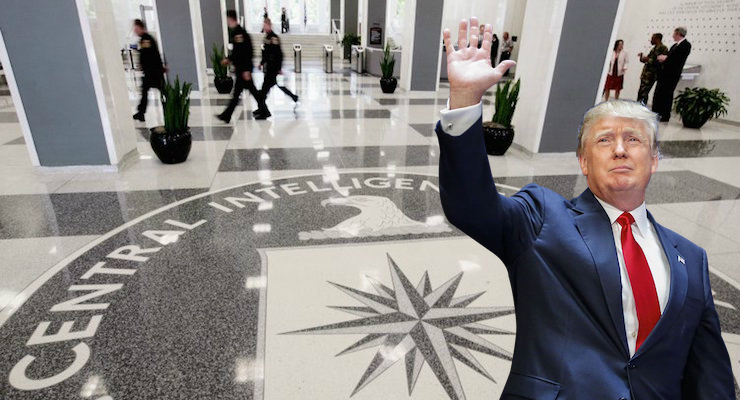 President Donald J. Trump imposed over the lobby of the CIA Headquarters Building in McLean, Virginia, August 14, 2008. (Photo: Reuters)