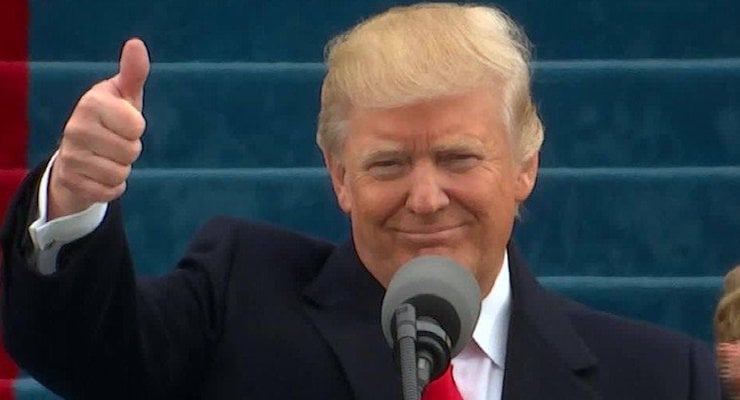 President Donald J. Trump gives his inaugural address on January 20, 2017. (Photo: PPD via Screenshot)