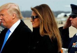 U.S. President-elect Donald J. Trump, left, and his wife Melania Trump, right, arrive at Joint Base Andrews in Maryland on January 19, 2017. (Photo: Reuters)