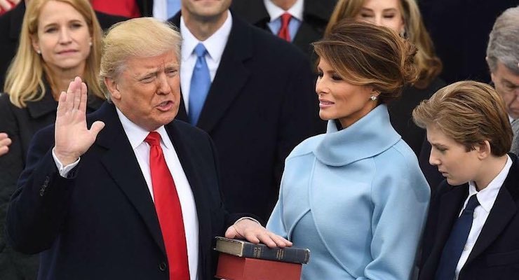 President Donald J. Trump takes the Oath of Office on January 20, 2017.