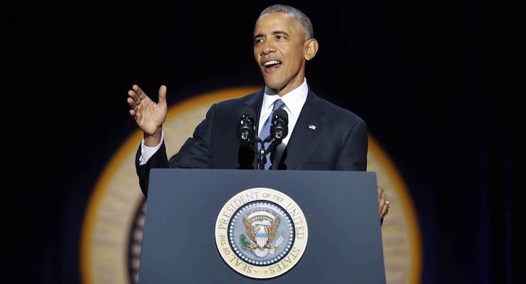 President Barack Obama gives his farewell speech in Chicago on January 10, 2017. (Photo: 2017)