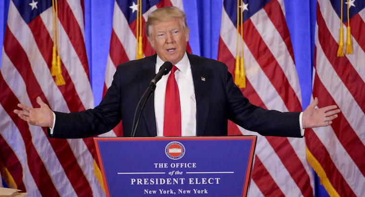 Donald J. Trump speaks during his a press conference, his first since becoming president-elect, on Wednesday January 11, 2017 in New York. (Photo: AP)