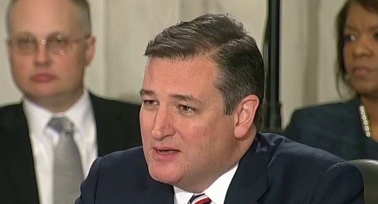 Sen. Ted Cruz, R-Texas., questions Jeff Sessions at the confirmation hearing held by the Senate Judiciary Committee on Tuesday, Jan. 10, 2017.